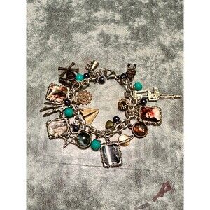 Star Wars Silver-Tone Charm Bracelet with Turquoise and Navy Accents